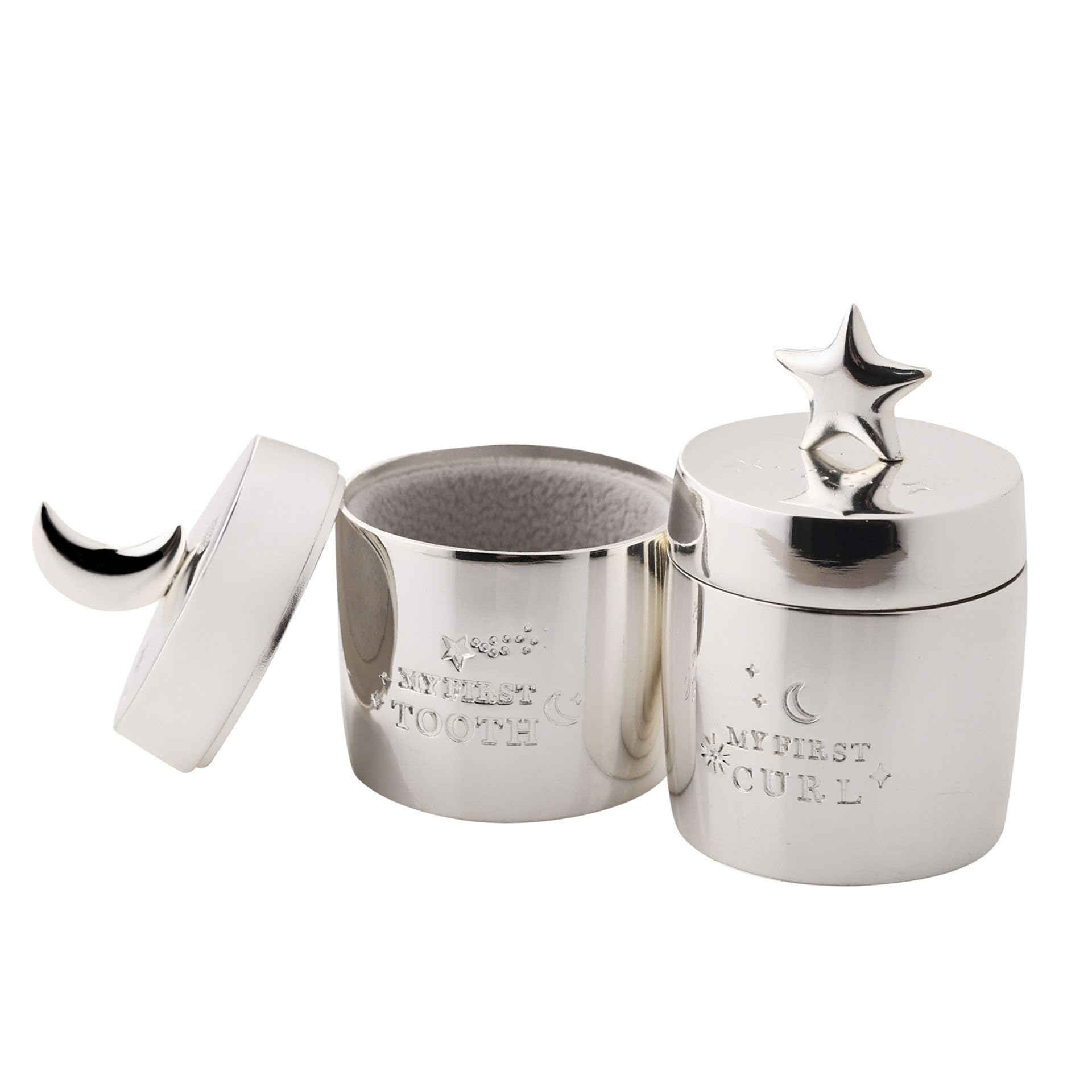 Widdop Bambino Silver Plated Barrel Shaped Tooth and Curl Keepsake Boxes with Beautiful Gift Box and Pouch - Image 2