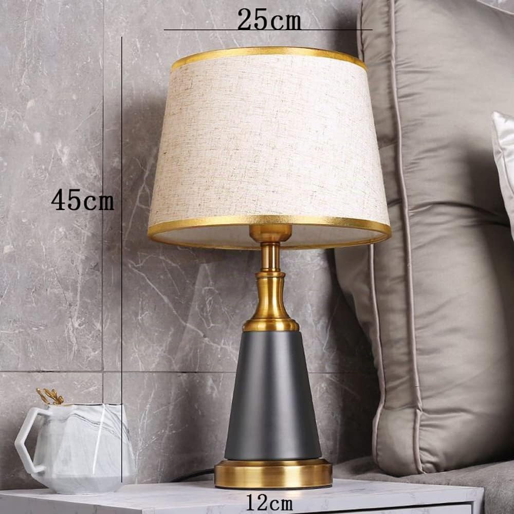 Mengjay Lámpara de Mesa E27，Lámparas de Mesita de Noche，lámpara de Noche con Tulipa de Tela y Base de Metal，Lámpara Escritorio para Dormitorio, Estudio, Salon