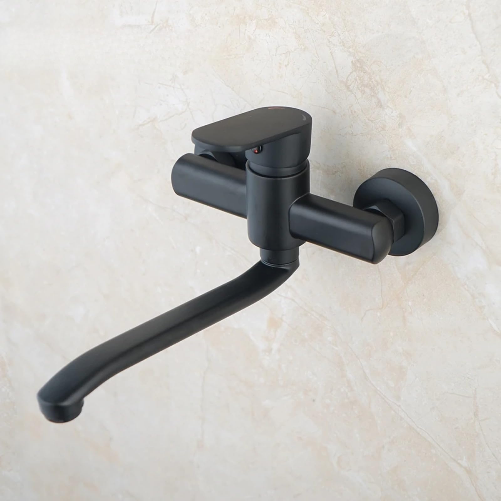 Robinet de lavabo de cuisine noir mat avec mitigeur mural double trou