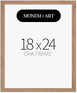 Monem Art Beige Oak Wood 18x24 Picture Frame - Modern Wood Wall Art Display - Lightweight 18x24 Frame for Art Prints, Photos, Posters - Ready-to-Hang Vertically & Horizontally
