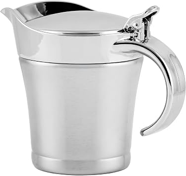 OVENTE Stainless Steel Gravy Boat with Hinged Lid, 14Oz, Silver GB4541S
