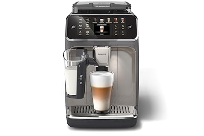 PHILIPS 5500 Series Fully Automatic Espresso Machine - LatteGo Milk System, Integrated Grinder, 20 Hot & Iced Coffee Pre-Sets, Quick Start, SilentBrew, 15-Bar Pressure, Black Chrome (EP5544/94)