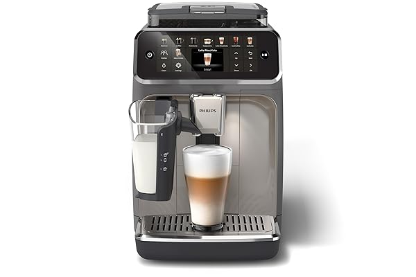 PHILIPS 5500 Series Fully Automatic Espresso Machine - LatteGo Milk System, Integrated Grinder, 20 Hot & Iced Coffee Pre-Sets, Quick Start, SilentBrew, 15-Bar Pressure, Black Chrome (EP5544/94)
