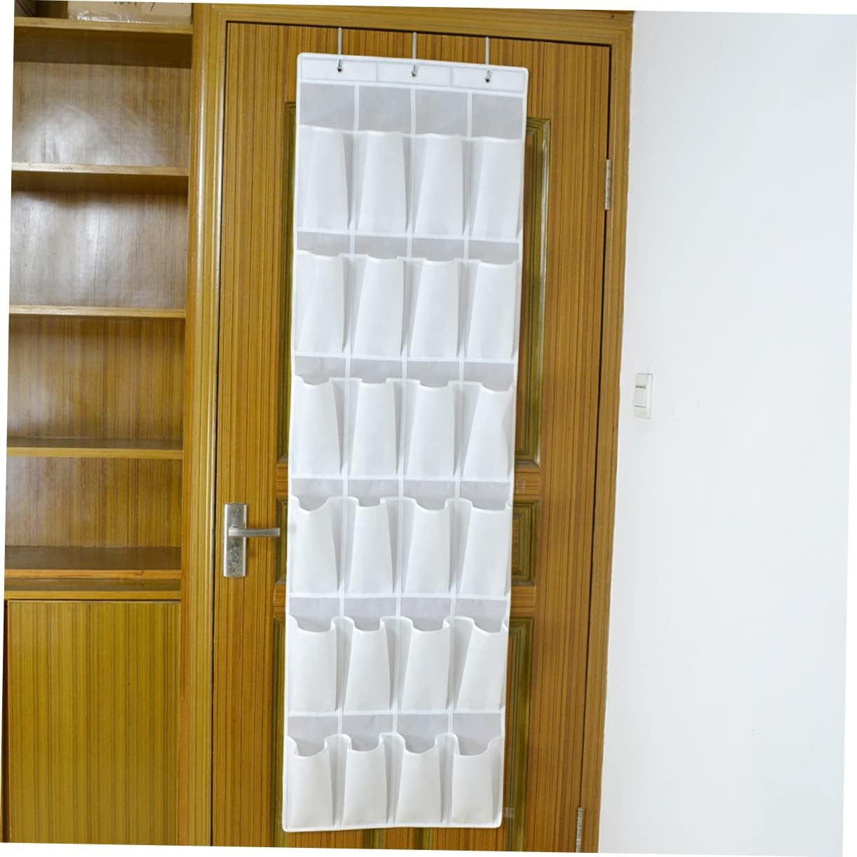 GLEAVI White 24 Pocket Non Woven over Door Shoe Organizer Hanging Bag