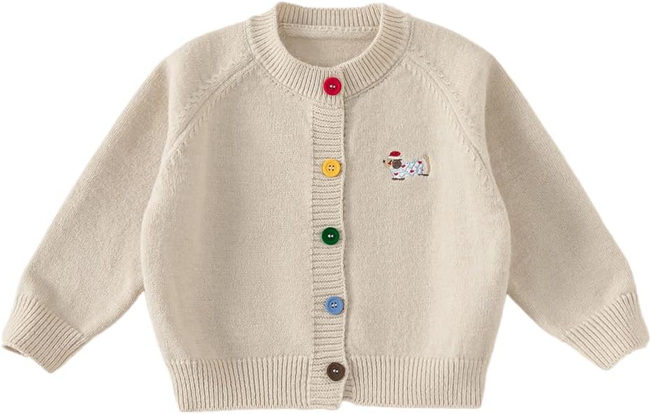 Meufam Toddler Kids Knit Cardigan Sweater, Boys Girls Long Sleeve Casual Knit Outerwear for Fall