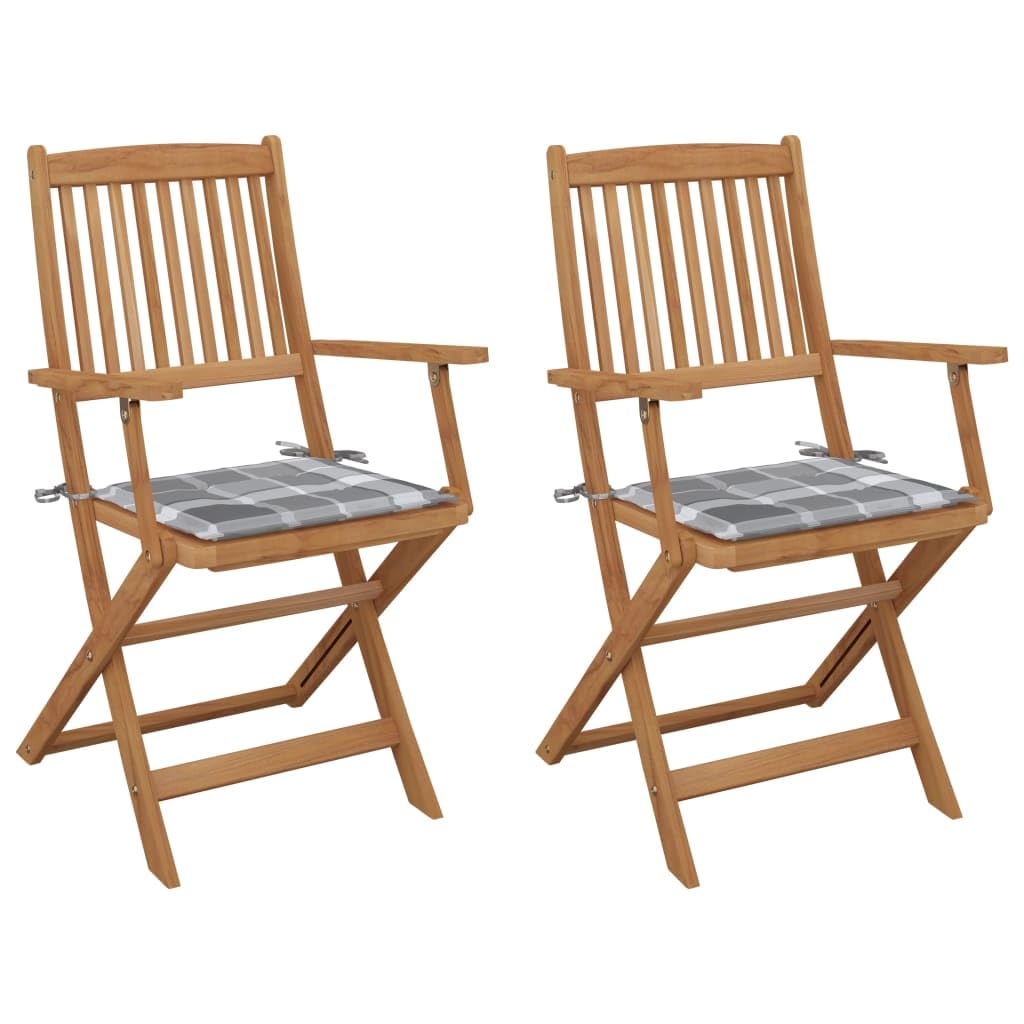 Chaises pliantes en bois gain de place avec coussin pour petit balcon