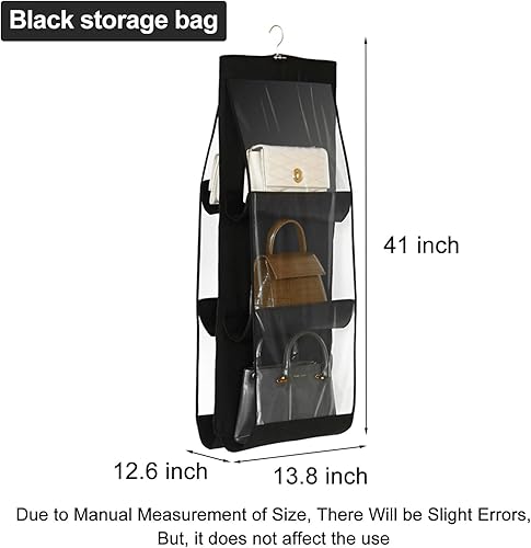 Miniatura 2 de Organizador grande de bolso colgante para armario, 8 bolsillos y ganchos de metal de rotación de 360 grados, armario para colgar bolsos, organizador