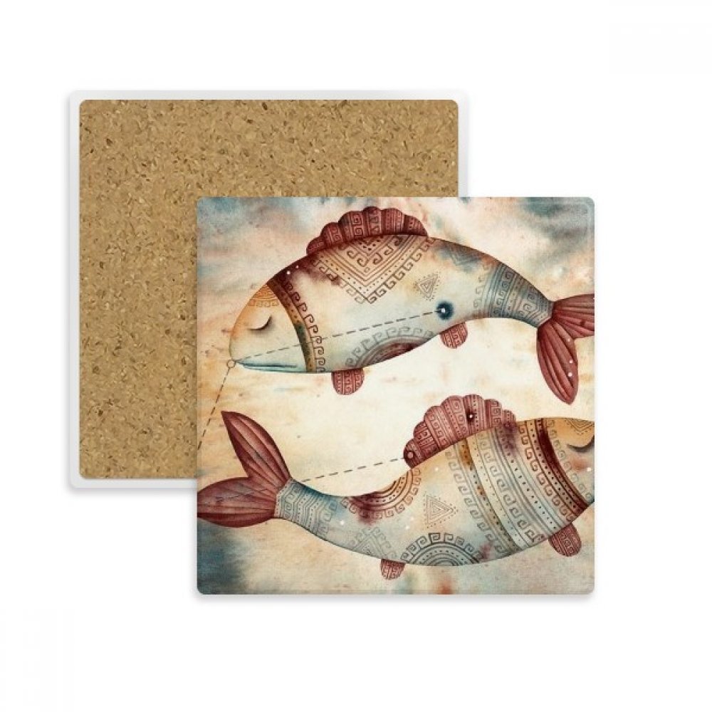 Sous-verre constellation Poissons en pierre absorbante multicolor pour tasse