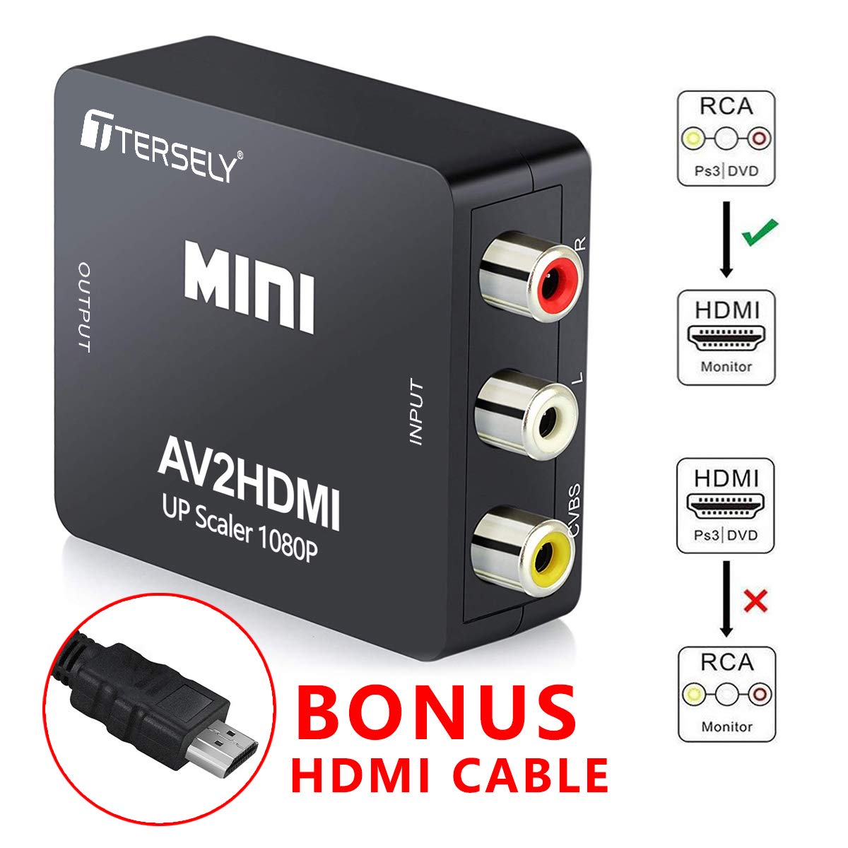 Amazon | RCA to HDMI 変換コンバーター AV to HDMI 変換