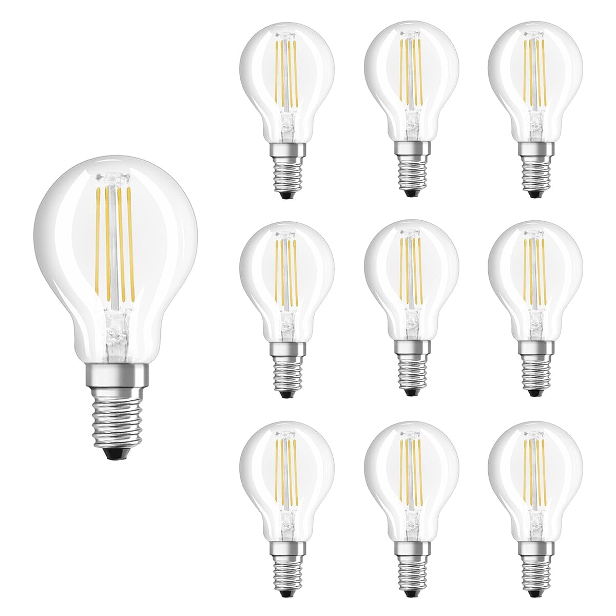 Osram LED SST Classic P45 Lampe E14-5 W, 470 lm, 4000 K, 230 V - Ø 45 mm - Geeignet für Wand-, Decken- und Küchenbeleuchtung - 10 Stück