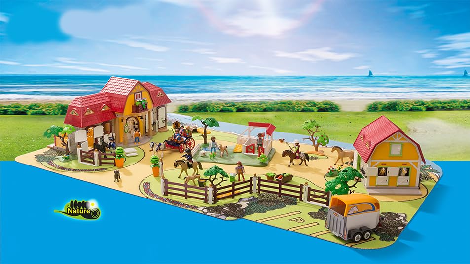 PLAYCARPETS Nature Tapis de Jeu pour Playmobil Jouets, Camping et Aventure de Plage Tapis de Jeu Double Face