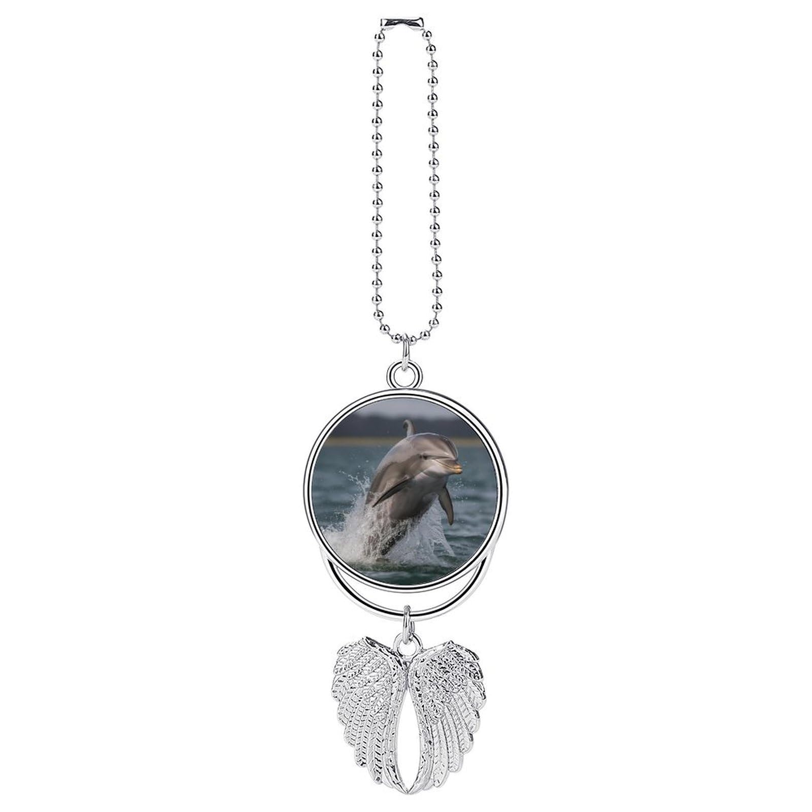 Cool Dolphin Car Charm Alloy Car Rear View Mirrors Hanging Ornaments Stylish Car Pendant Funny Auto Hanging Accessories Car Hanging Ornaments Gift for Women Men