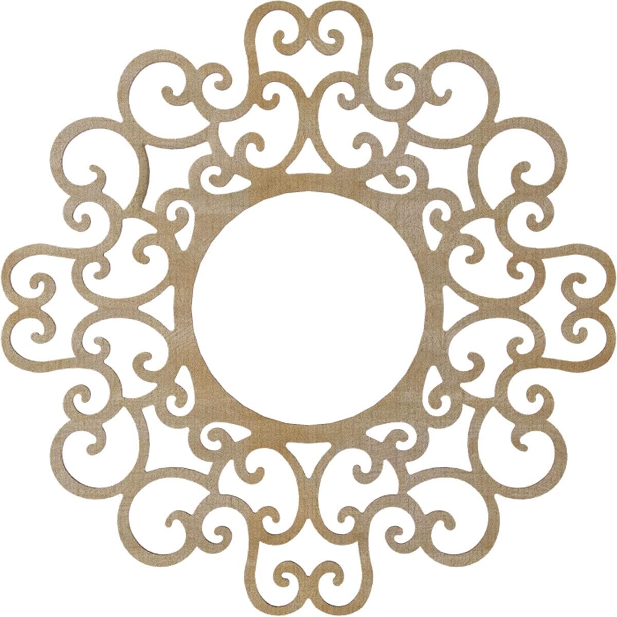 Ekena Millwork 24"OD x 9 1/8"ID x 1/4"T Reims Wood Fretwork Pierced Ceiling Medallion, Hickory
