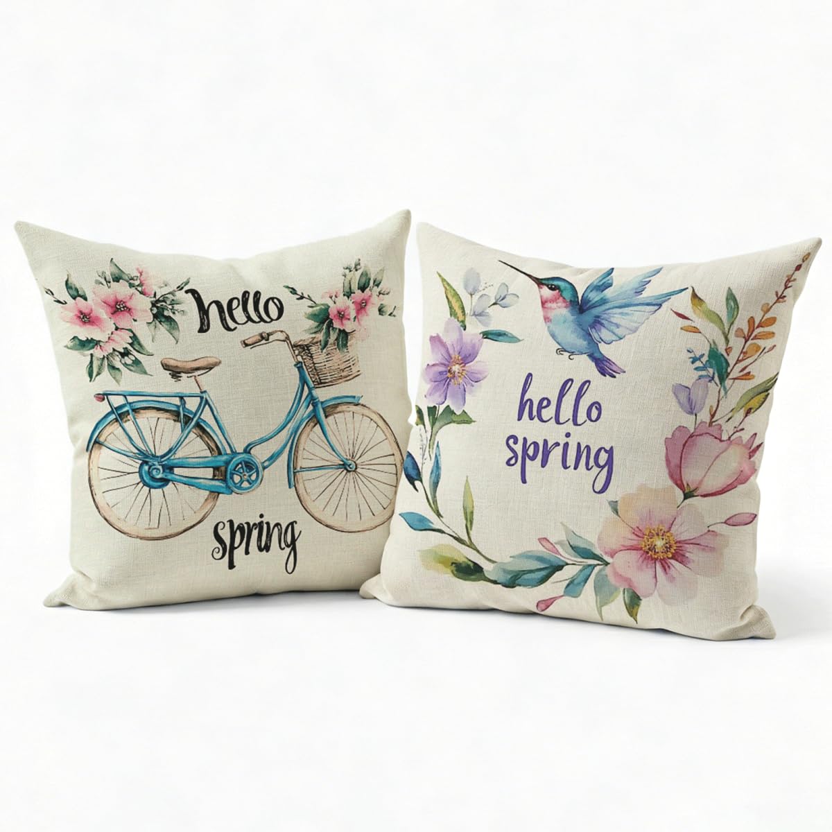 Lot de 2 Housse de Coussin Canape 75x75cm Printemps Fleurs Design Velours Doux Carrée Decoration Taie Oreiller, Fermeture Éclair Invisible Résistant Lavable, pour Décoration Canape Jardin P-W-902