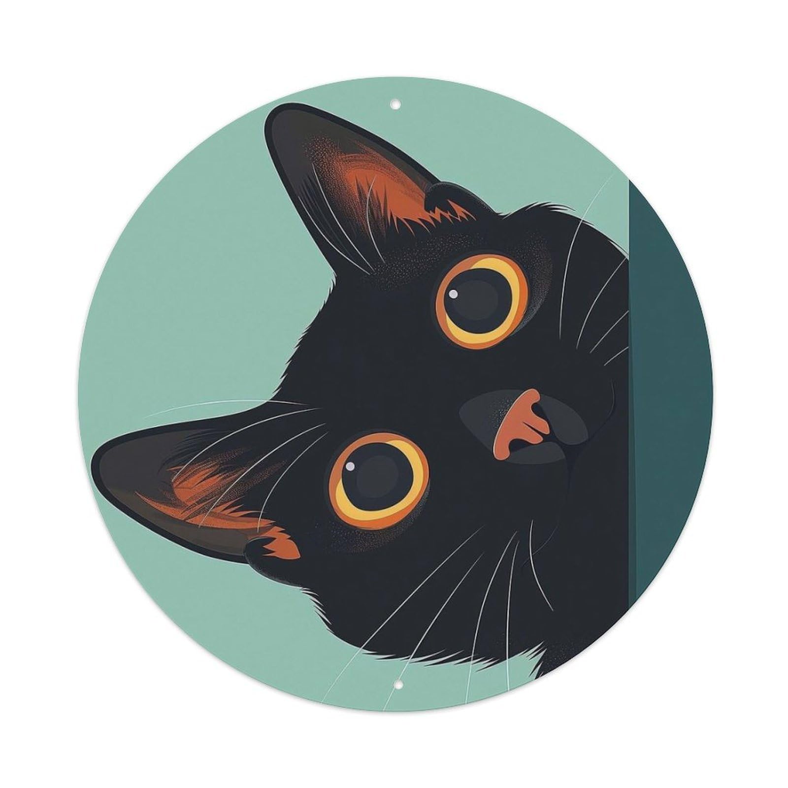 Animal Black Cat Cute Peeking Cat Vintage Metal Tin Sign Plaque Wall Decor for Cafe, Club Bar, Office, Garden Metal Poster 8x8Inch