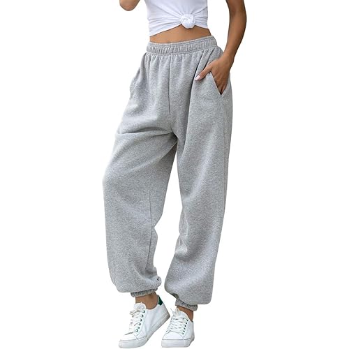HeSaYep Women's High Waisted Sweatpants Workout Active Joggers Pants Baggy Lounge Bottoms