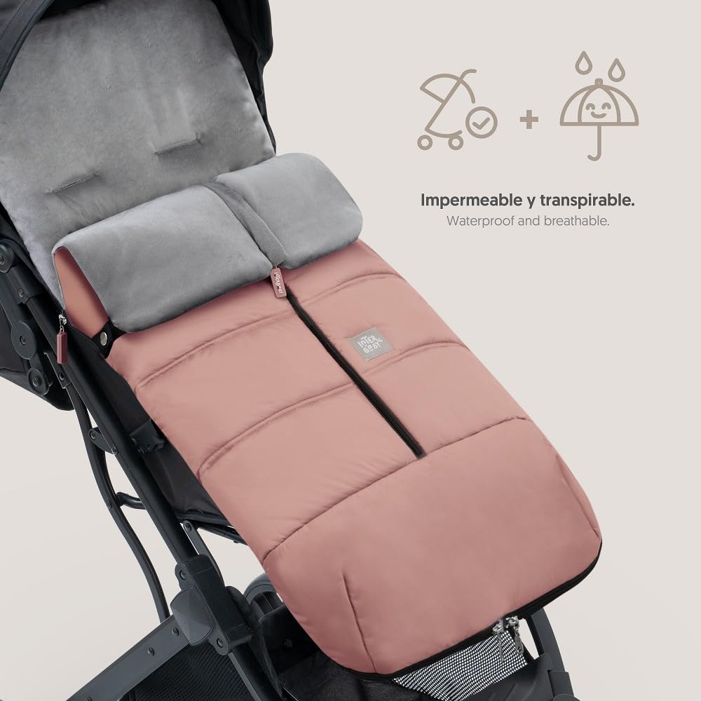 Sacco Passeggino Invernale Universale Interbaby | Copri Passeggino Universale Morbida | Sacco Termico per Ovetto Rimovibile, Doppia Apertura, Facile da Lavare, Materiali Anallergici, Rosa