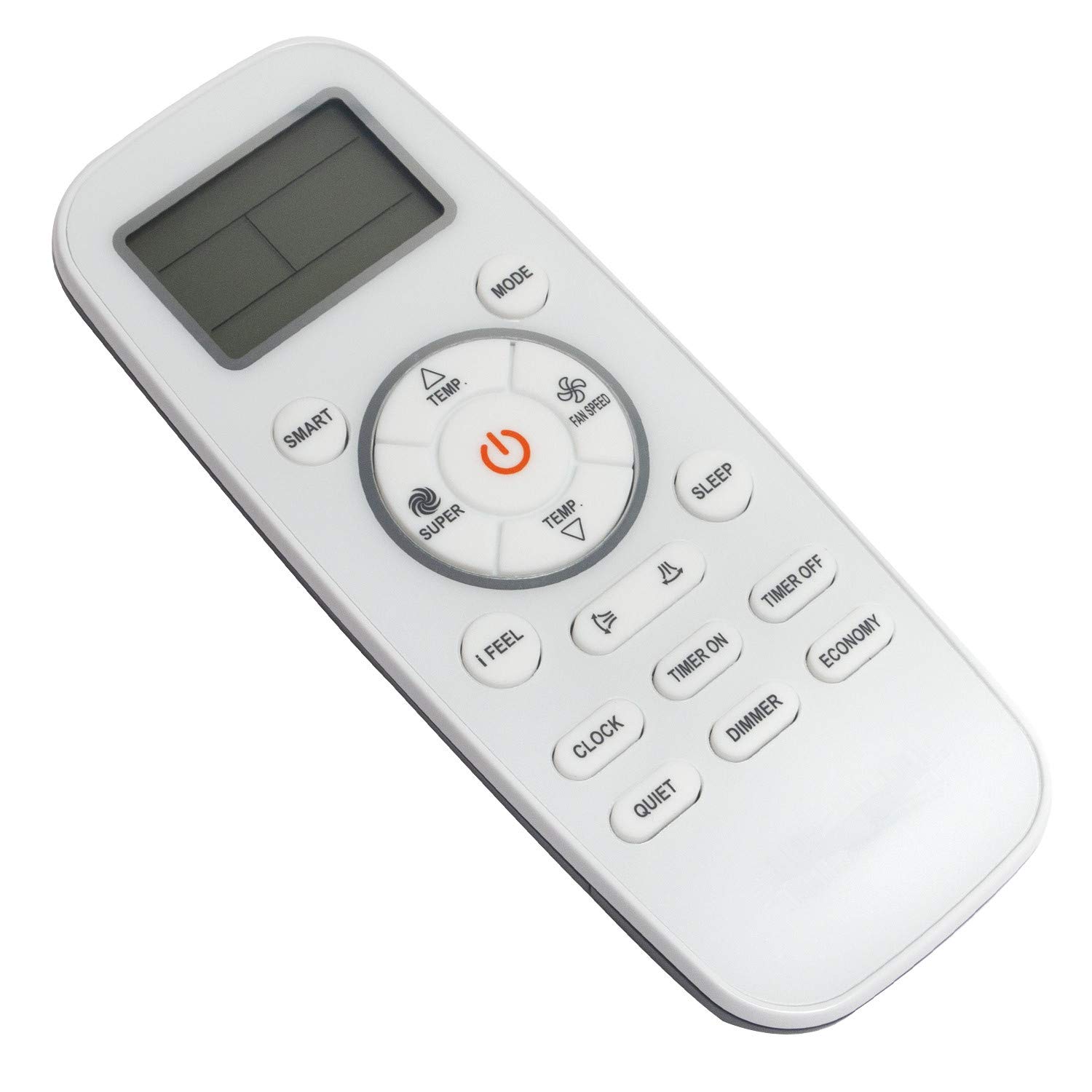 Фронт view of the VINABTY 1810196 remote control, showing all buttons and the LCD screen.
