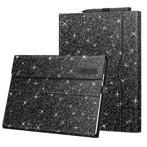Coque Surface Pro 11/10/9 Fintie - Housse Protection Noir Pailleté 13 Pouces