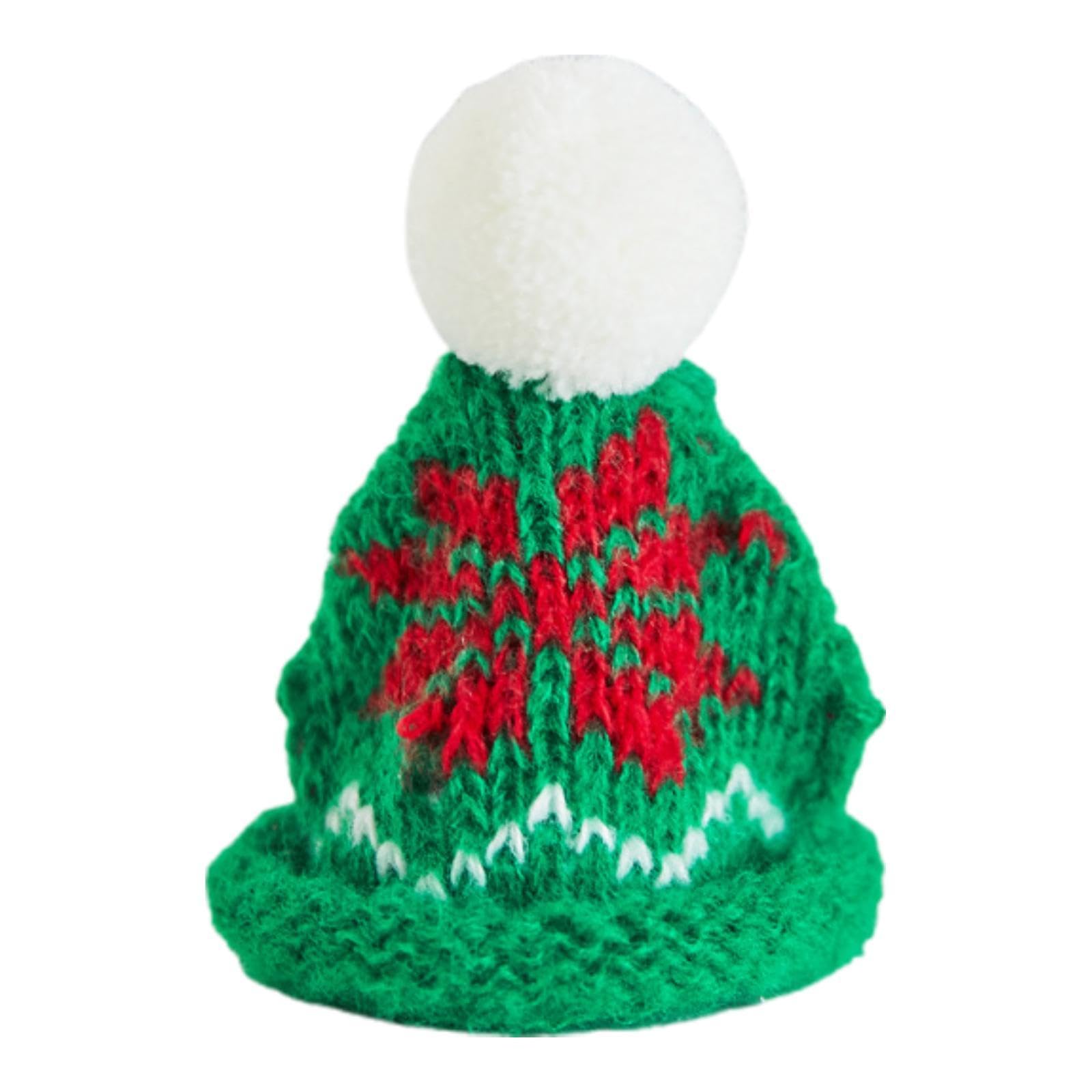 Mini bonnet de Noël tricoté main en laine premium pour déco soignée