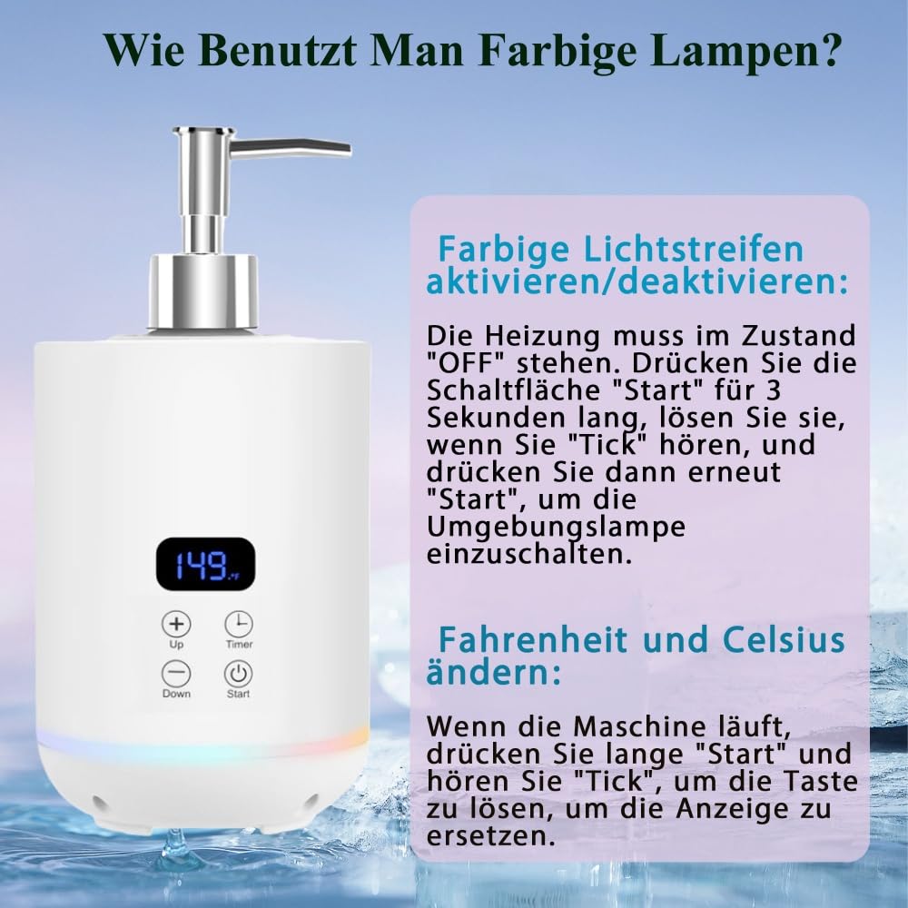 Massageöl-Wärmer mit zwei Ölflaschenverteilern für Spa Flaschen Spender und Lotion Wärmer LED Anzeige Gel Flaschenwärmer Heizung für Salon Flaschenwärmer (Weiß)