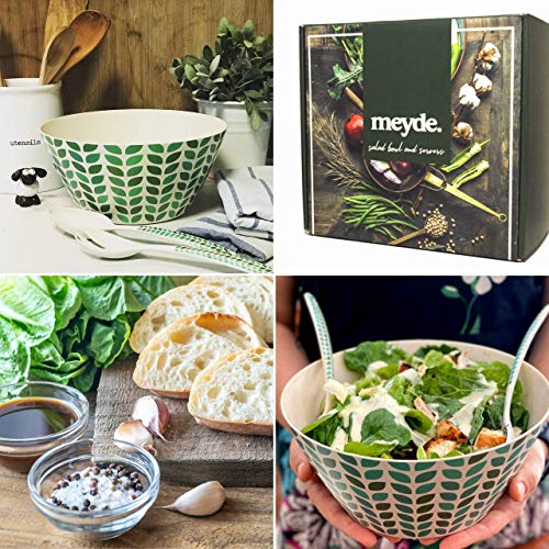 Salad Bowl with Tongs | Beautifully Boxed for Gift Giving | Perfect Salad Serving Bowl | Bamboo Bowl | Dishwasher Safe | Great for Salad Mix Bowl | Fruit Bowl