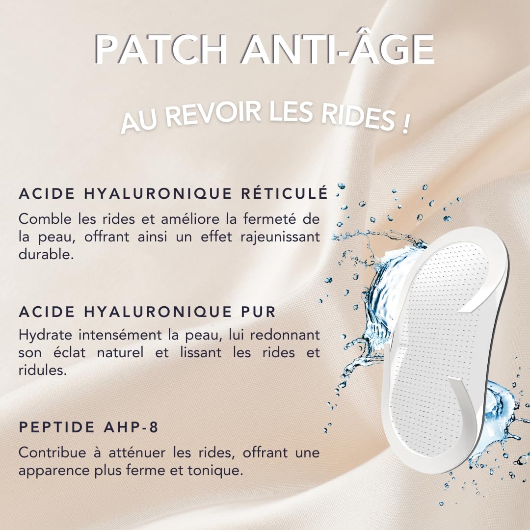 Kósmopellis Patch Anti-Âge Microneedling avec Acide Hyaluronique Réticulé et Peptide AHP-8 pour Traitement des Rides du Visage (8)