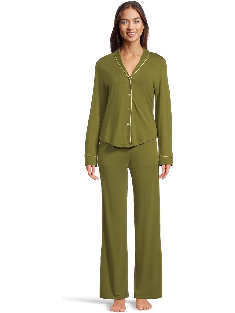 Olive Cosabella Pima Lusso Longsleeve Top And Pajama Set