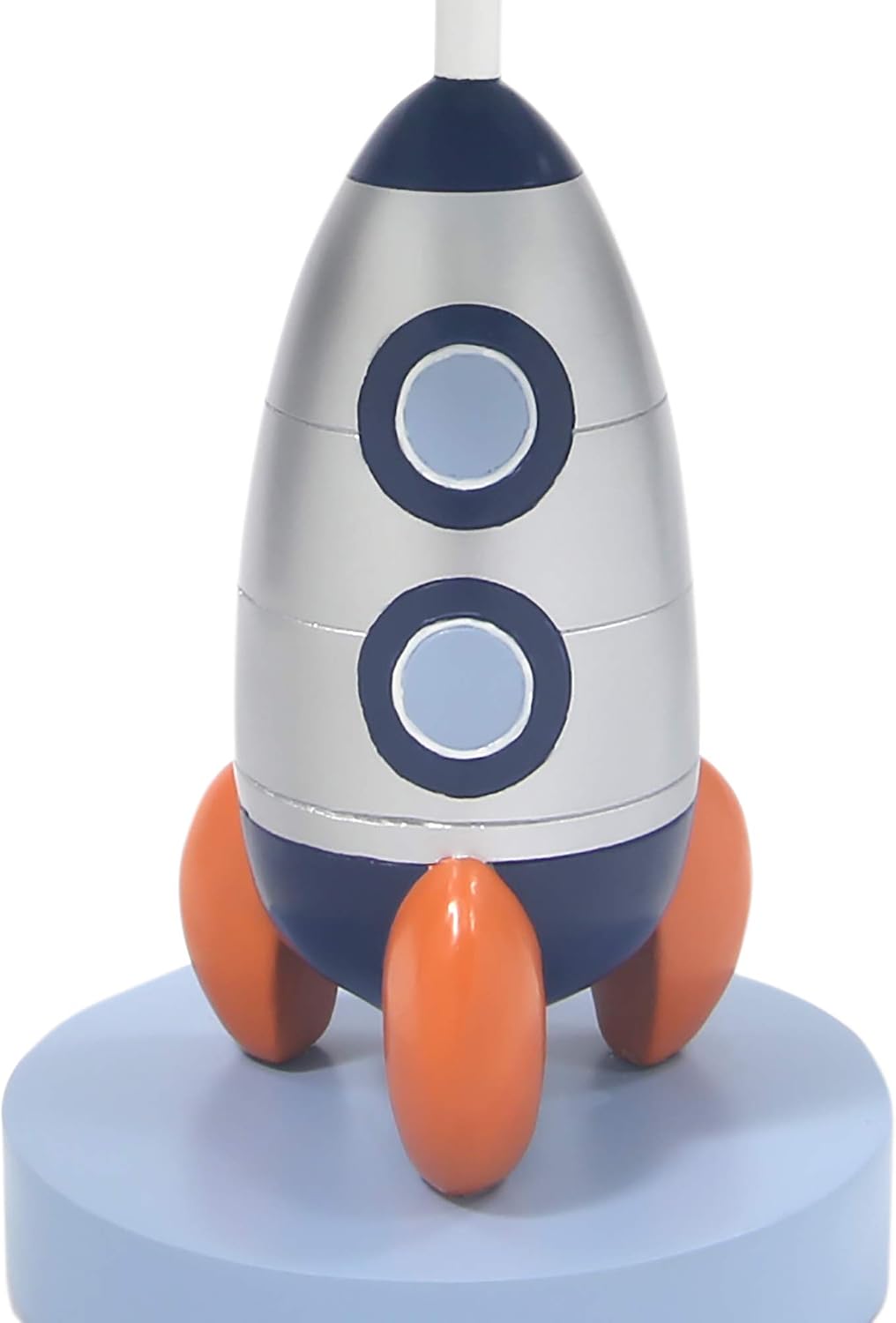 Lambs & Ivy Milky Way Blue/Silver Rocket Ship Nursery Lamp with Shade & Bulb