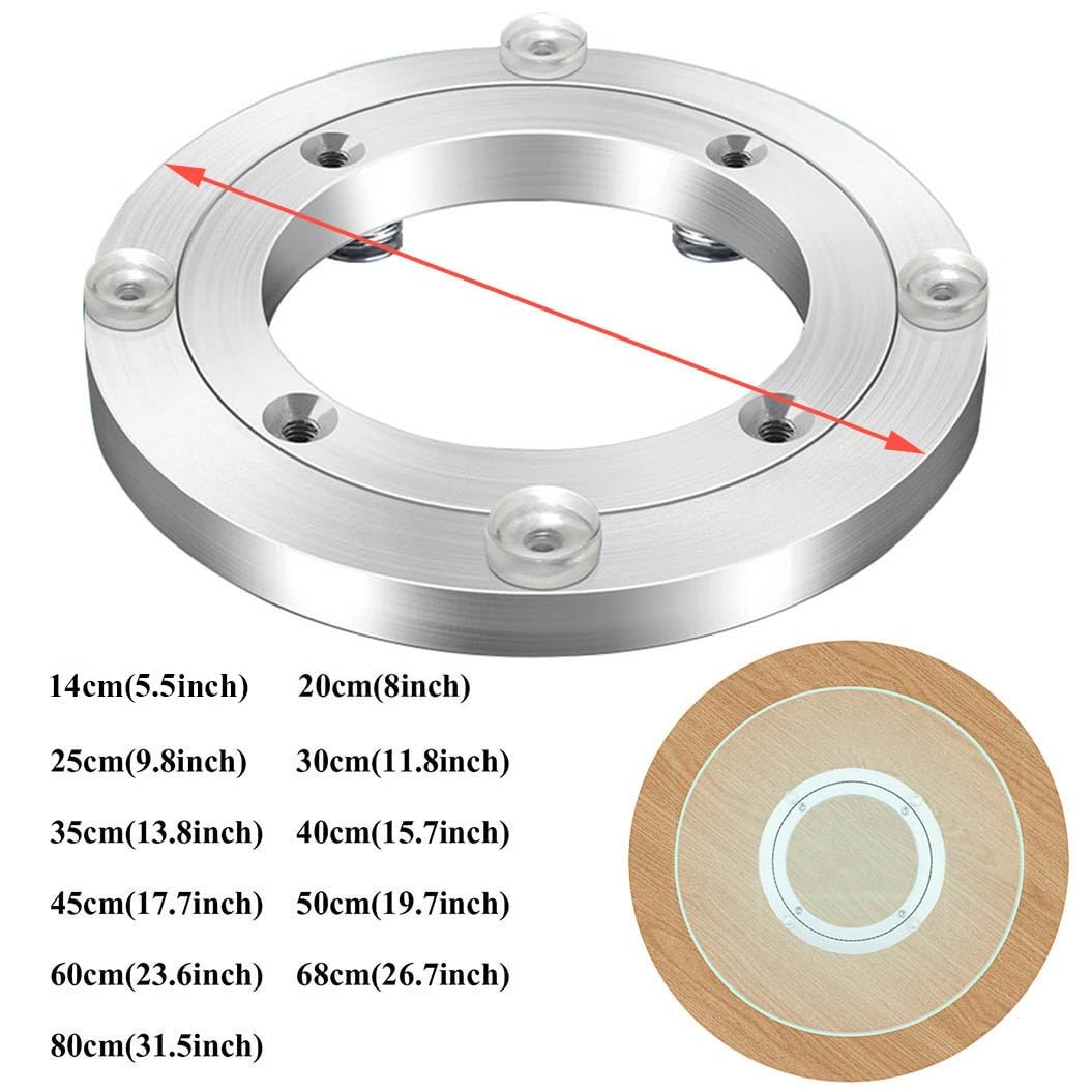 Giradischi Girevole Lazy Susan, Cuscinetto per Giradischi in Alluminio, Cuscinetto A Sfere per Giradischi, Ø 140~800mm, per Tavolo da Pranzo da Cucina (Misurare : 35cm(13.8inch))