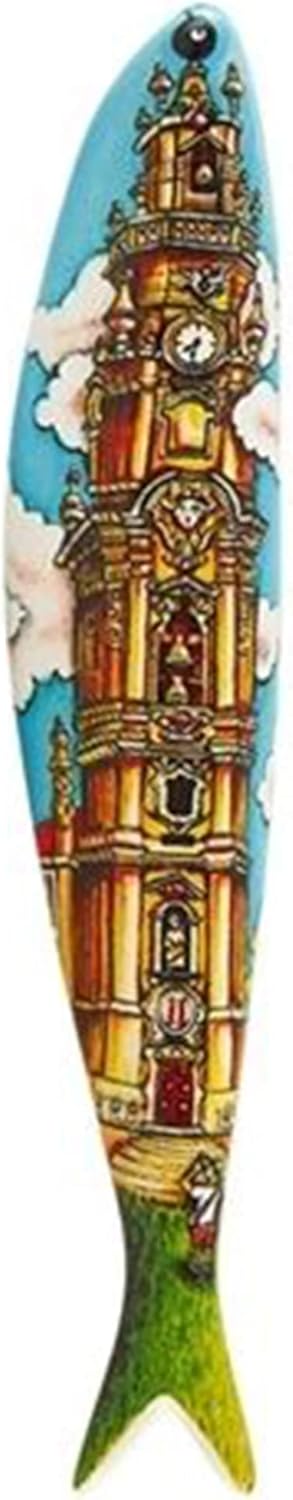 Bordallo Pinheiro + Sardine + Clérigos by Ana Sofia Gonçalves + H 1" W 7" L 1" + Multicolor