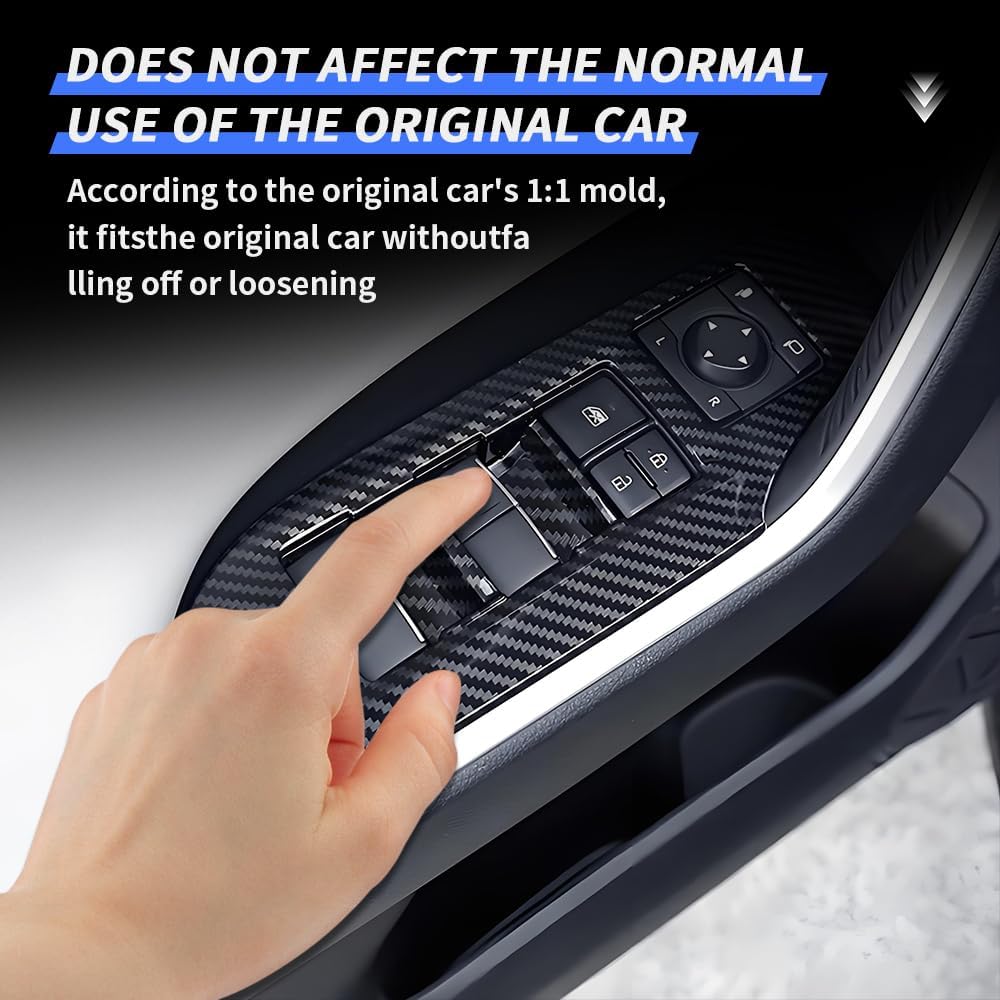Car Door Power Window Lift Switch Protection Panel for Toyota RAV4 2019-2025 Auto Interior Decor Accessories Armrest Trim Carbon Fiber Style Kit【Not fit Front Passenger Bit Have Lock Button】