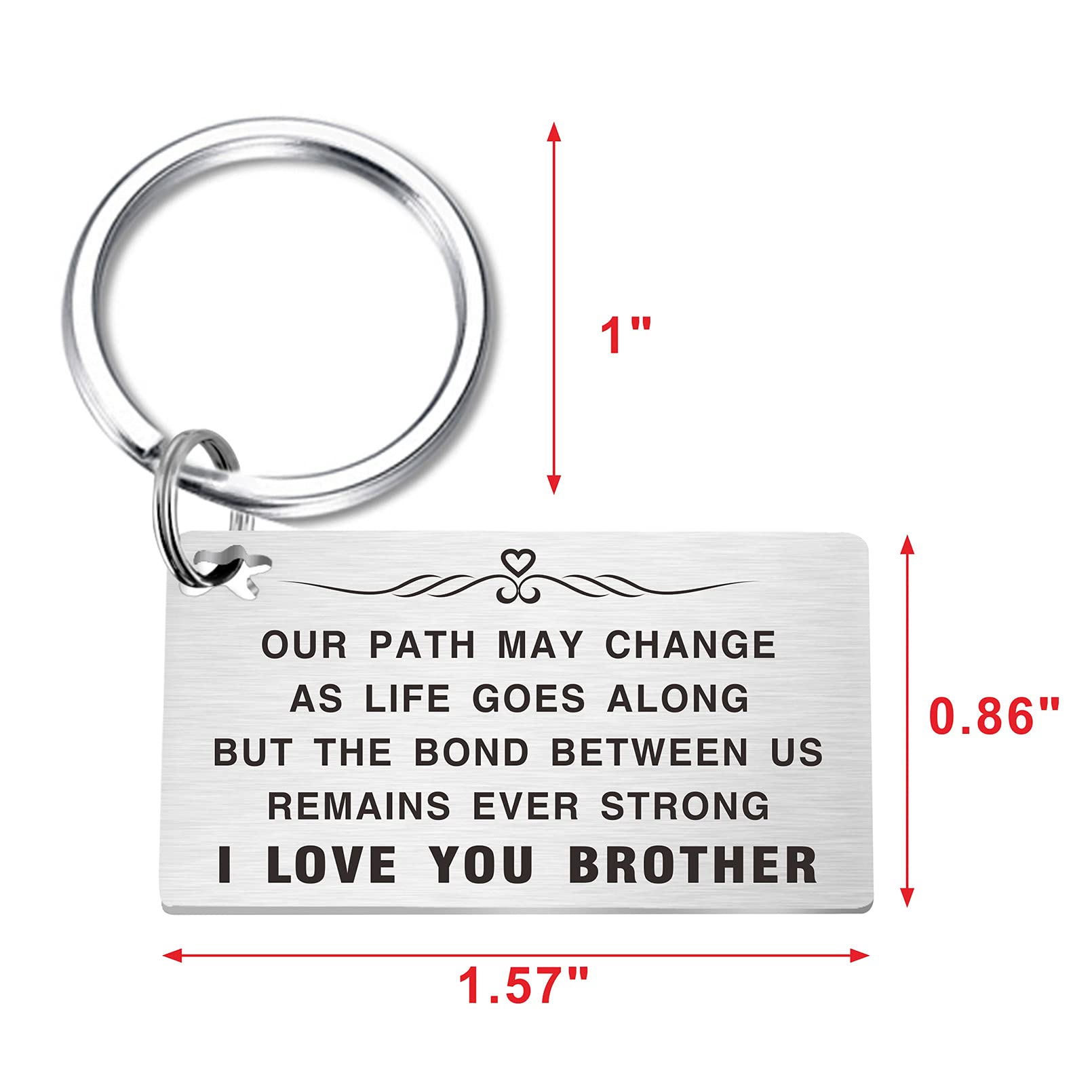 Brother Keychain - Christmas & Fathers Day Gift, Graduation Keepsake