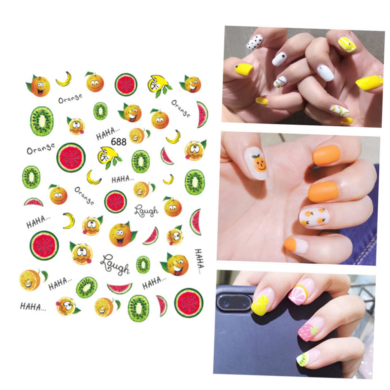 3 Set Adesivi Unghie Frutta Con Design E Per Manicure Creativa Facile Applicazione Per Eventi E Feste 12 Fogli*3