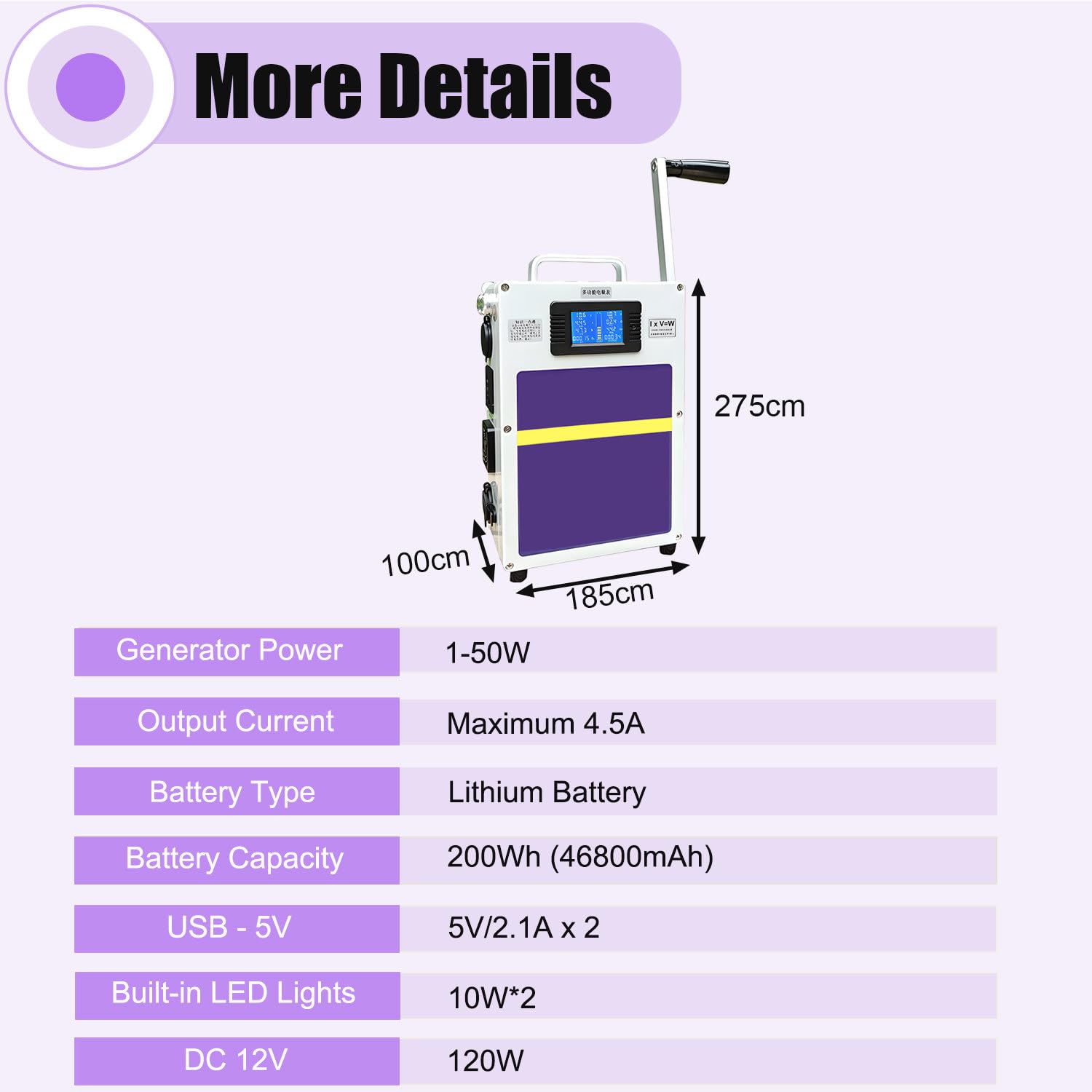 Generador de manivela de Gran Capacidad para Exteriores, estación de energía portátil con Cargador USB, Ideal para Acampar en casa, Cargar Smartphones y Cargar portátiles