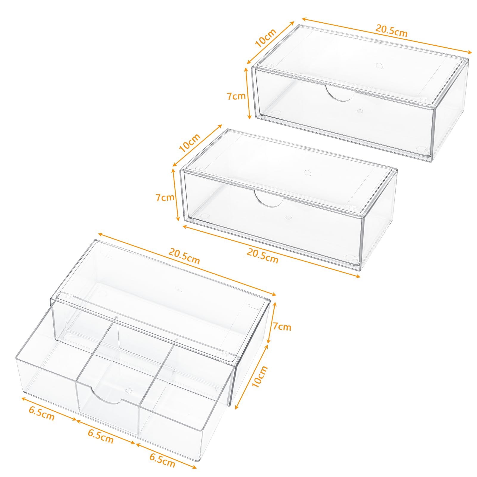 Pavlleen Kosmetik-Organizer-Schubladen, 3 Stück, Transparenter Acryl