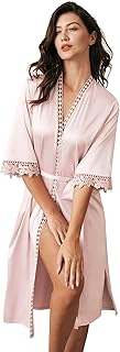 Silk Robes for Women, Short Bridesmaid Robes for Bridal Wedding Party, Bride Satin Bathrobe with Long Sleeve