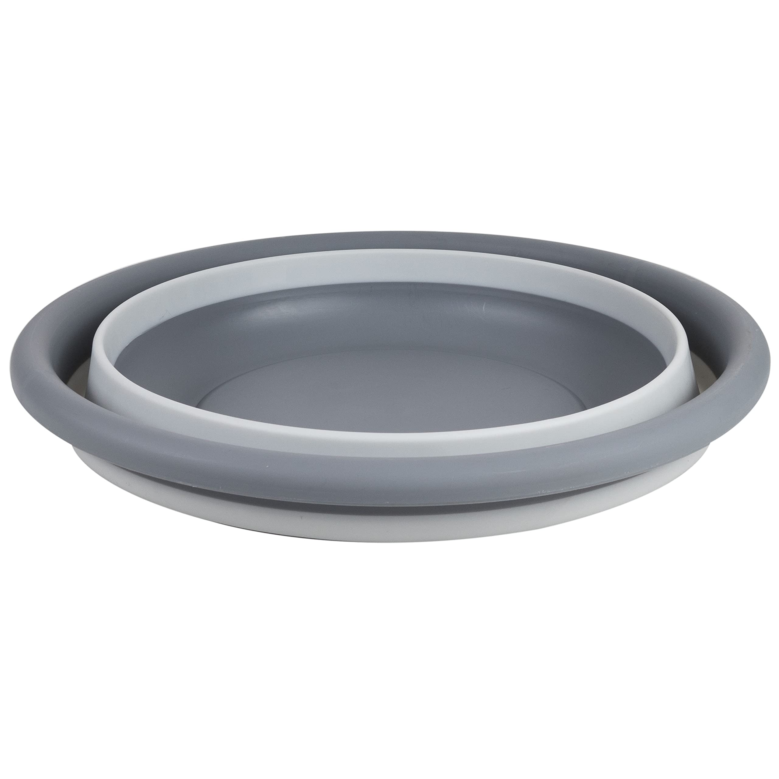 2 cuencos plegables redondo 9L diámetro 37,5x14cm plegado 5cm alto gris