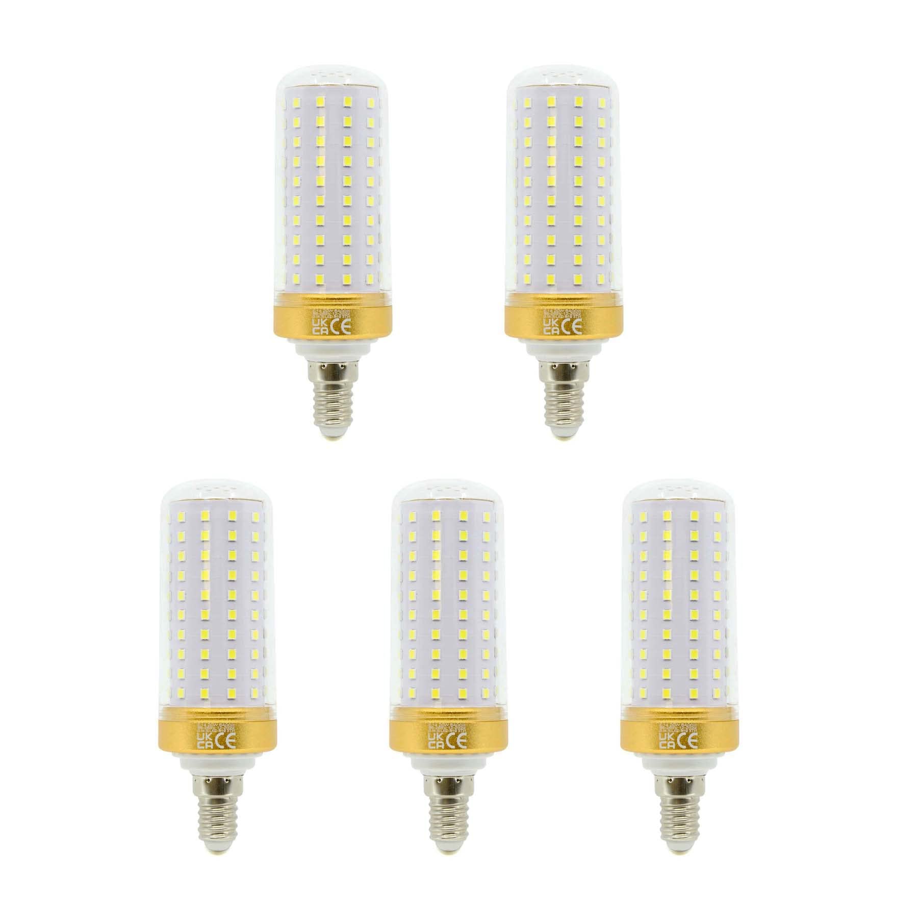 G.W.S® E14 Small Edison Screw LED Corn Bulb, 20W 3380Lms Neutral White 4000K, 360° Beam Angle, Pack of 5