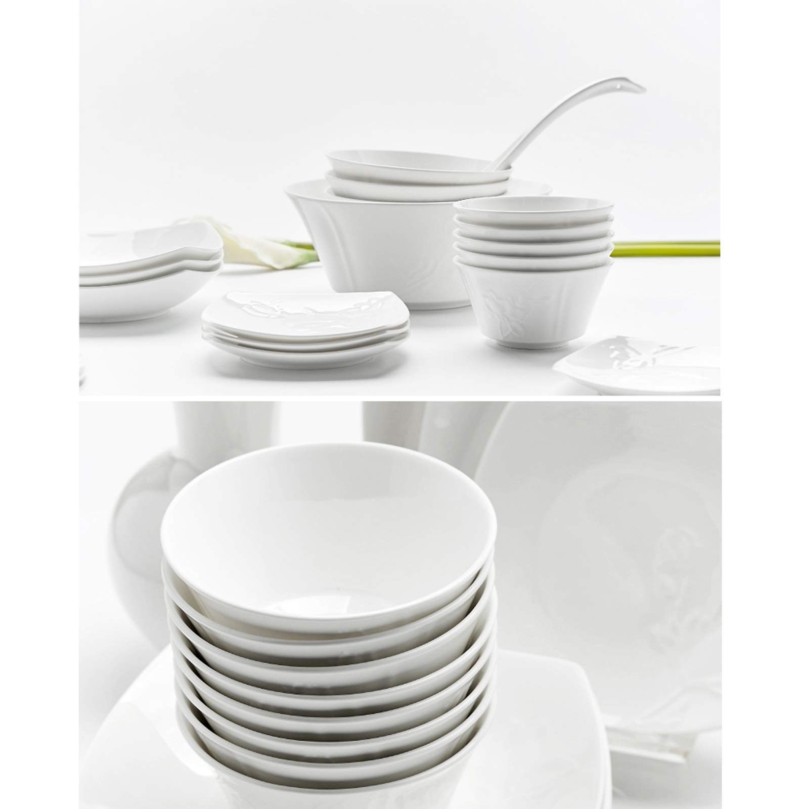 Ceramiczny zestaw zastawy stołowej, eleganckie porcelanowe talerze i miski do jadalni i na prezent
