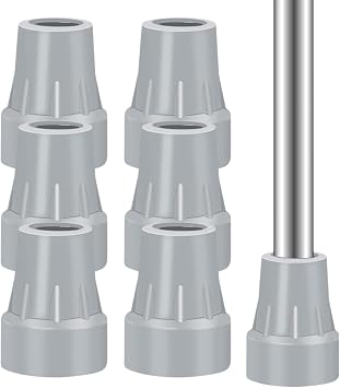 Crutch Tips, 6Pcs 7/8 Inch Upgrade Non-Skid BottomDuty Rubber Crutch Accessories, Replacement Rubber Cane Tips Gray