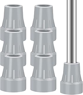 松葉杖チップ、6個 7/8インチ アップグレード ノンスキッドボトムデューティーラバークラッチアクセサリー、交換用ゴム杖チップ(グレー)