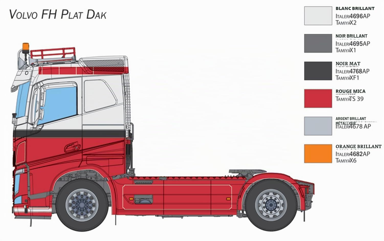 ITALERI 3962 Volvo FH Plat Dak Making, modèle de Pied, kit 1:24, Camion, Couleur moulée