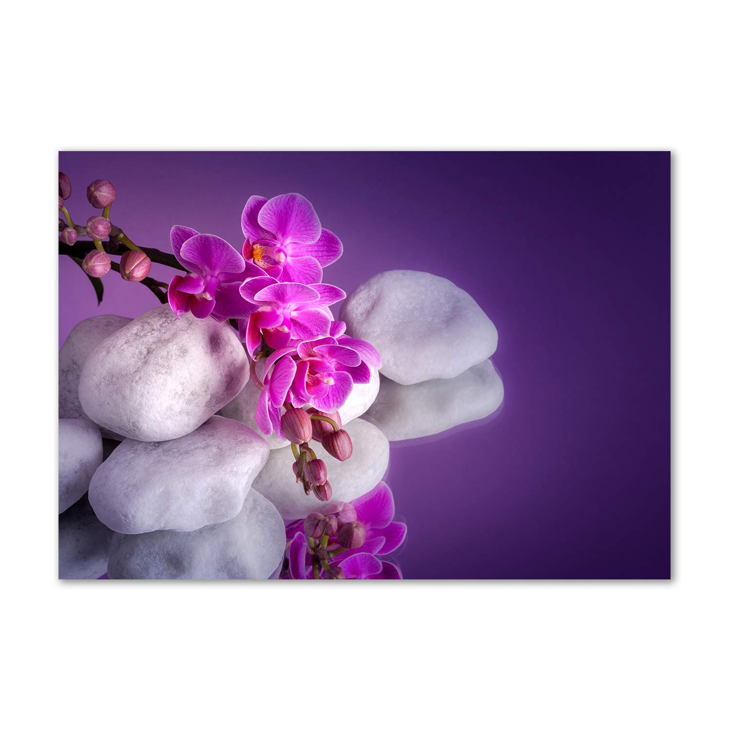 Impression sur verre 100x70 cm fleurs orchidée violette tableau déco salon