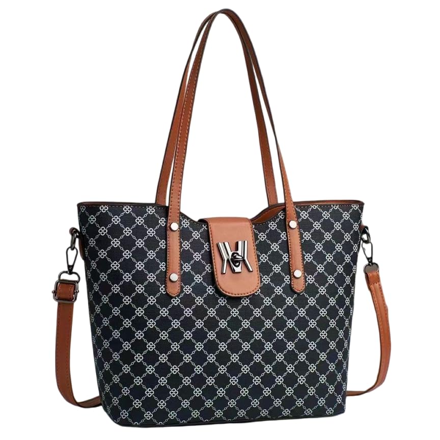 HUGGI PU Leather Purse and hand Bag for women tote bags for women office use, Travel & Shoulder Bag | Stylish buckle on bag & Multi pocket (Black) (B0CSKF377V) Amazon Price History, Amazon Price Tracker