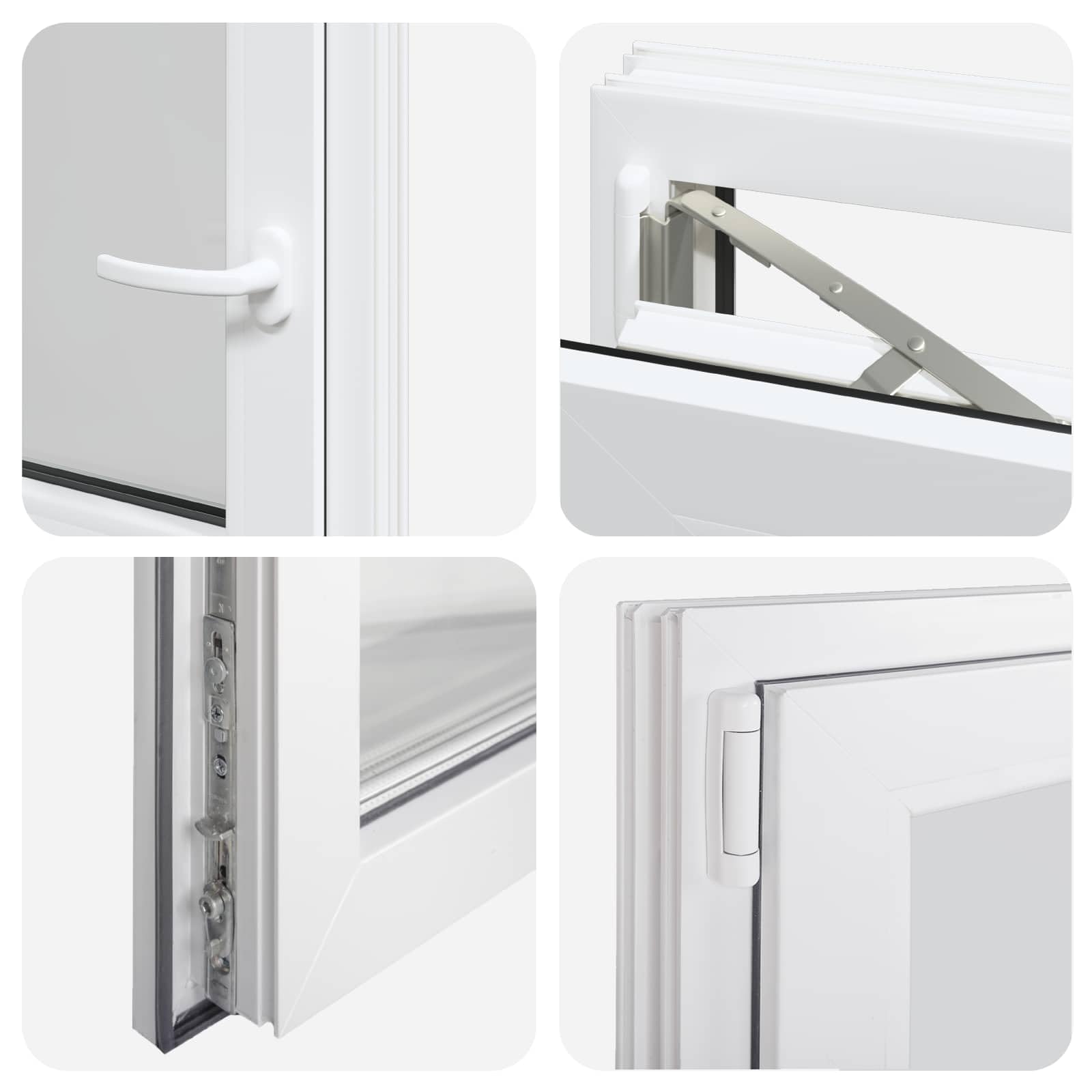 vidaXL Ventana de sótano RISOR 60 x 60 cm PVC y Vidrio Blanco, Sótano, Aislante Térmico Moderno y Duradero para Ventanas Eficientes, Accesorios de Vidrio PVC Aislantes