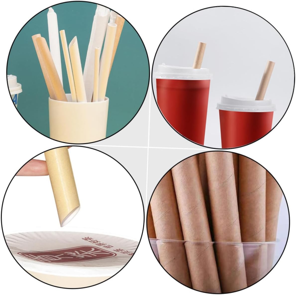 MAGICLULU Pulp Paper Straws 100pcs Disposable Beverage Paper Straws 12×200mm Individually Wrapped for Household Drinking and Juice