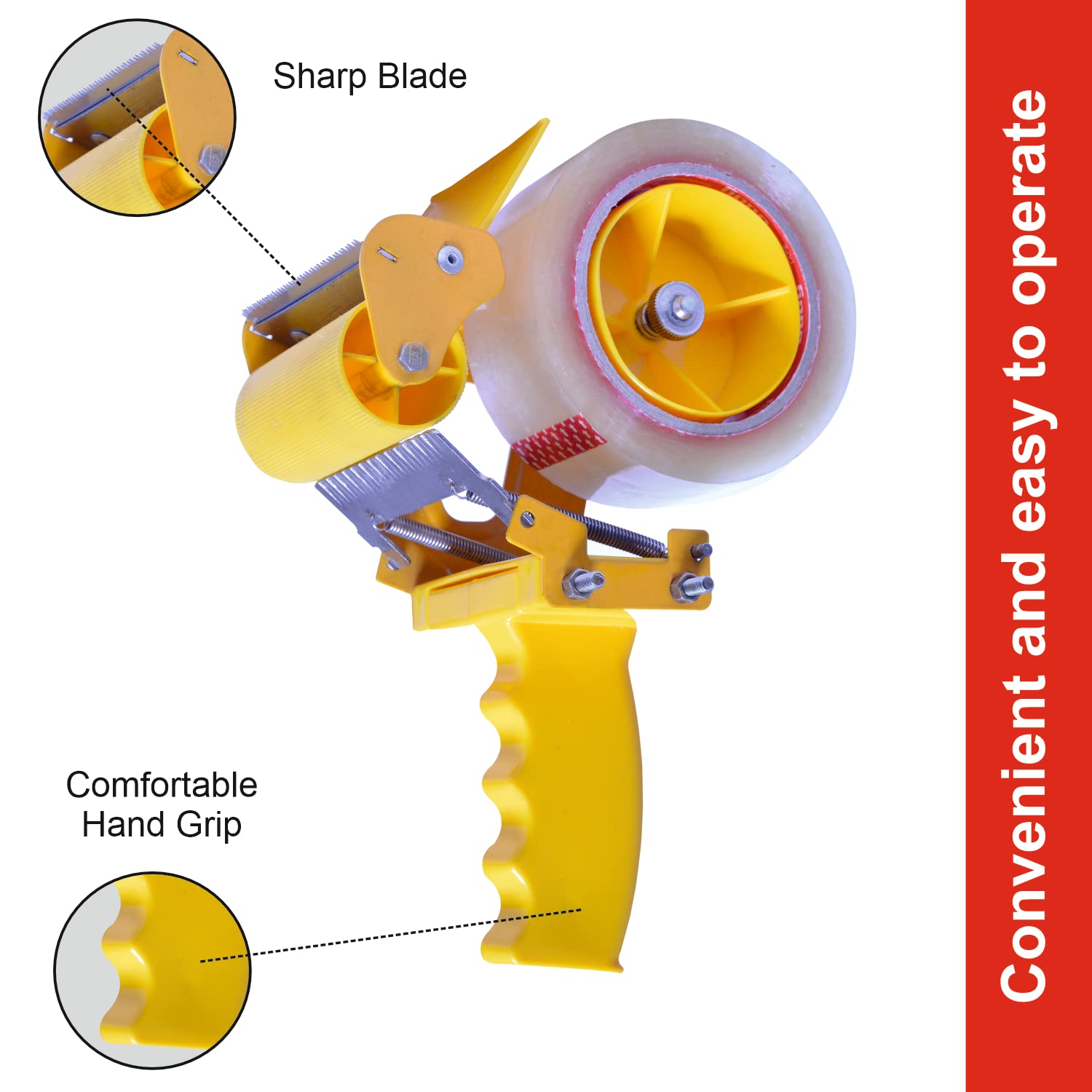 Oddy Dispensador de cinta de sellado de cajas para sellar y embalar cartones, cajas, etc. - Cortador de cinta manual de 3 pulgadas