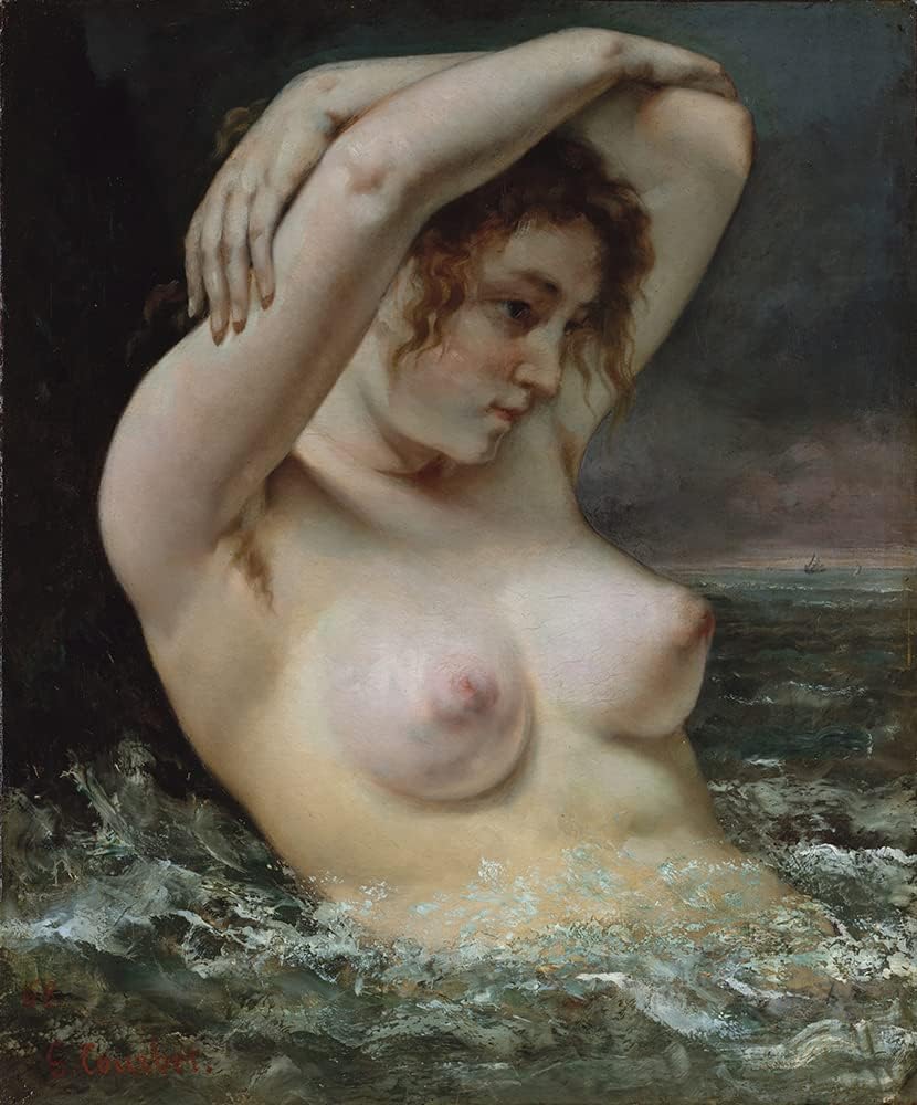 ArtDirect Gustave Courbet 15x17 Gold Ornate Frame and Double Matted Museum Art Print Titled - The Woman in the Waves (1868)