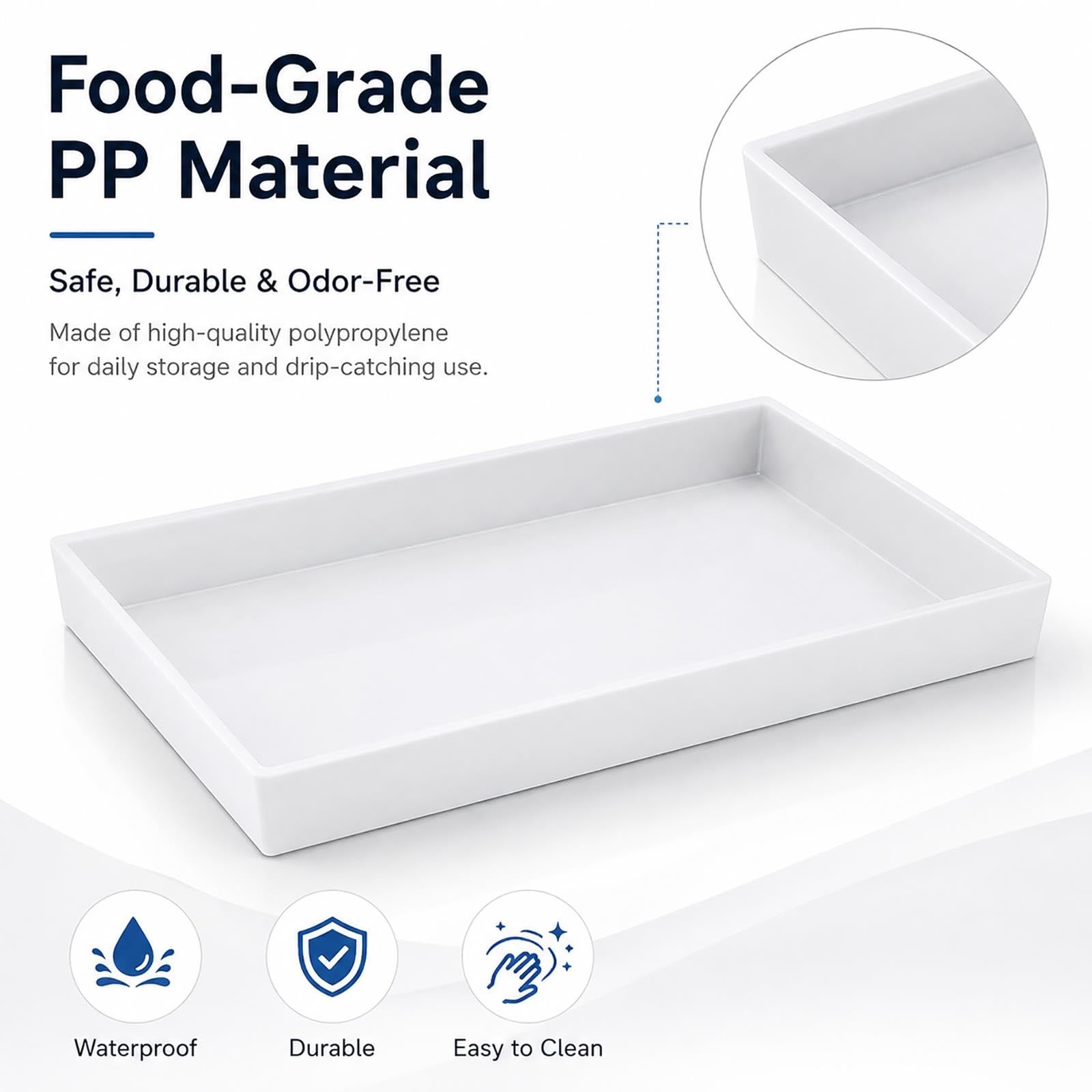 Bandeja Recogegotas Plástico Blanco, Bandeja Organizadora Rectangular de PP